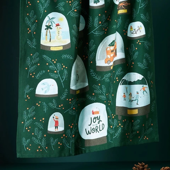 NWT Joy To The World Holiday Snow Globe Dish Towel from Anthropologie - Picture 3 of 6